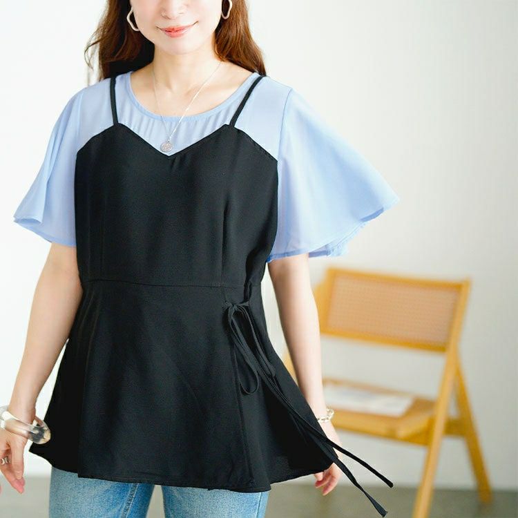 大きいサイズ レディース ブラウスドッキングペプラムトップス　goldy-1710【メール便可】