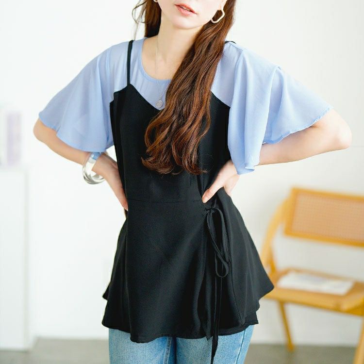 大きいサイズ レディース ブラウスドッキングペプラムトップス　goldy-1710【メール便可】