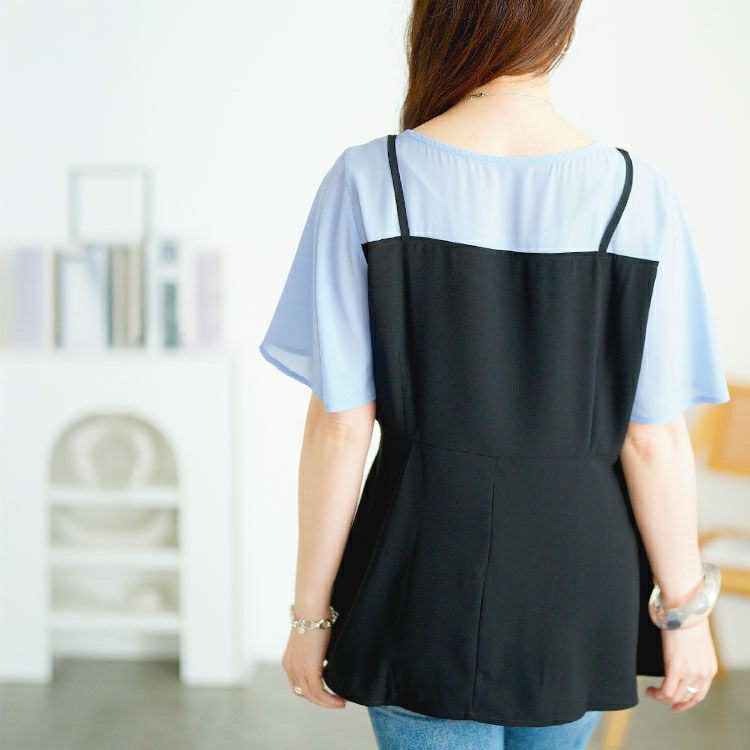 大きいサイズ レディース ブラウスドッキングペプラムトップス　goldy-1710【メール便可】