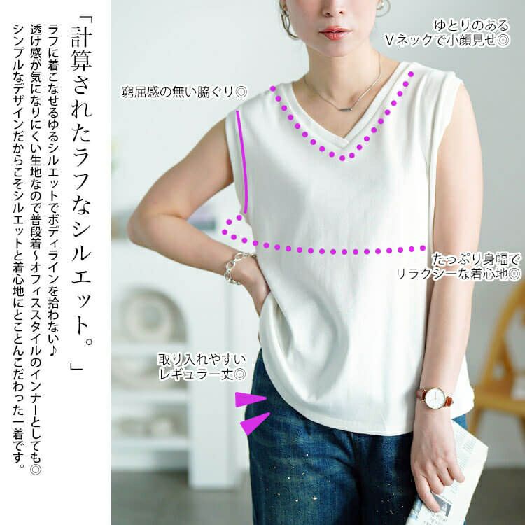 大きいサイズ レディース Vネックノースリーブプルオーバー　wk-0540 【メール便可】
