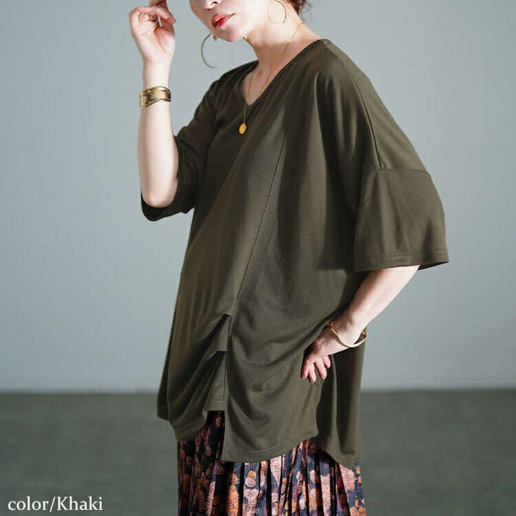 大きいサイズ レディース アシメタックプルオーバー　fem-596 【メール便可】