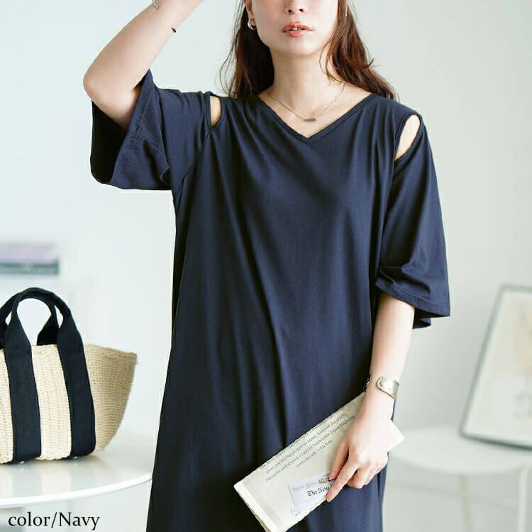 大きいサイズ レディース オープンショルダーマーメイドワンピース　fem-595