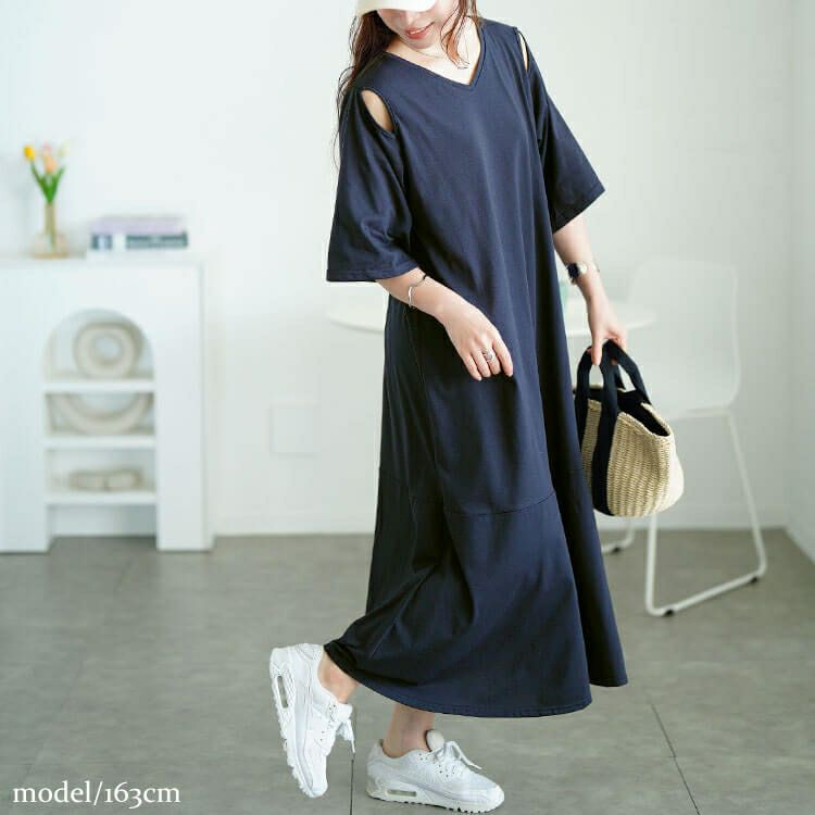 大きいサイズ レディース オープンショルダーマーメイドワンピース　fem-595