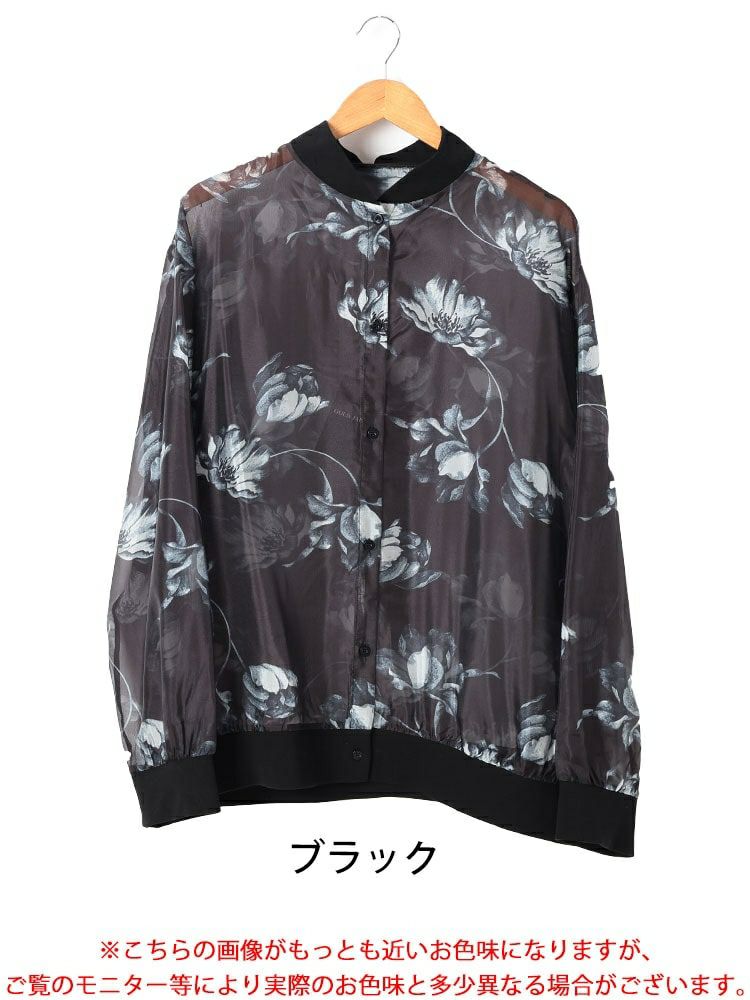 大きいサイズ レディース 花柄プリントシアーシャツ　sw-0785 【メール便可】