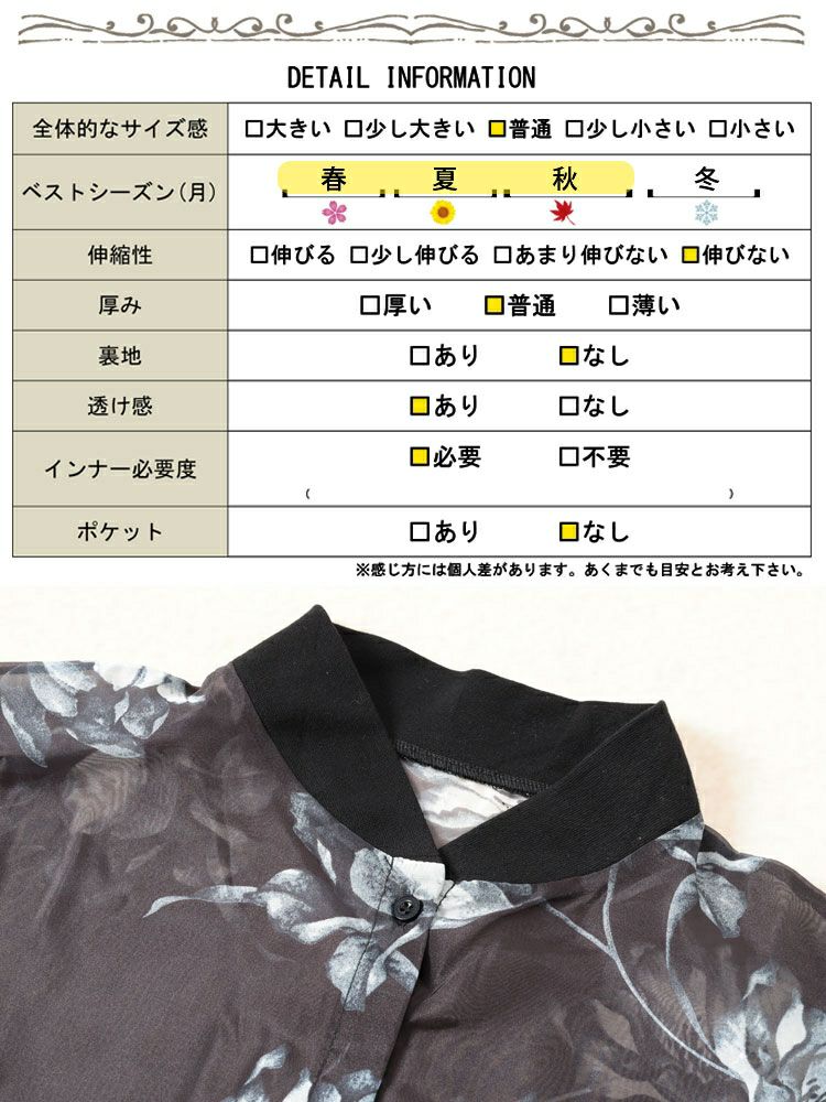 大きいサイズ レディース 花柄プリントシアーシャツ　sw-0785 【メール便可】