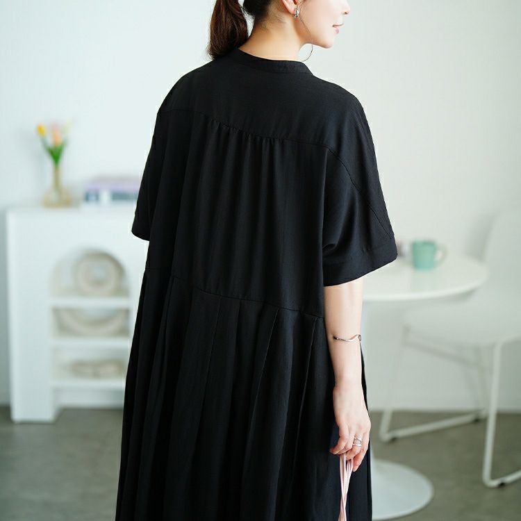 大きいサイズ レディース イレギュラー切り替えタックフレアワンピース　maru-30174