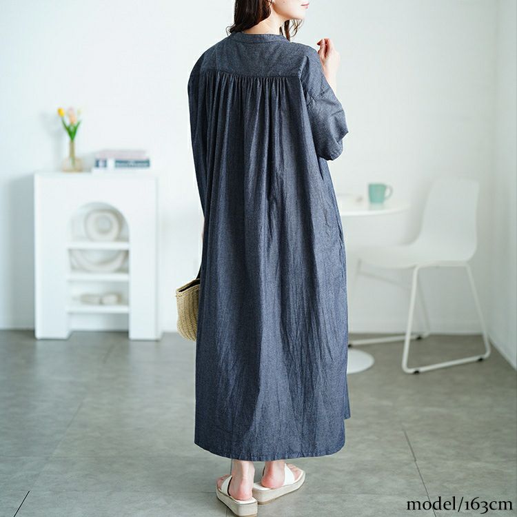 大きいサイズ レディース ピンタックコットンシャツワンピース　maru-30159