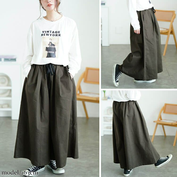 大きいサイズ レディース タックワイドスカーチョ　jp538