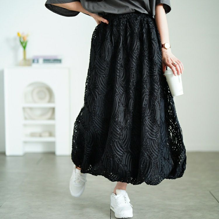 大きいサイズ レディース ウェーブコードレースバルーンスカート　sum-0024