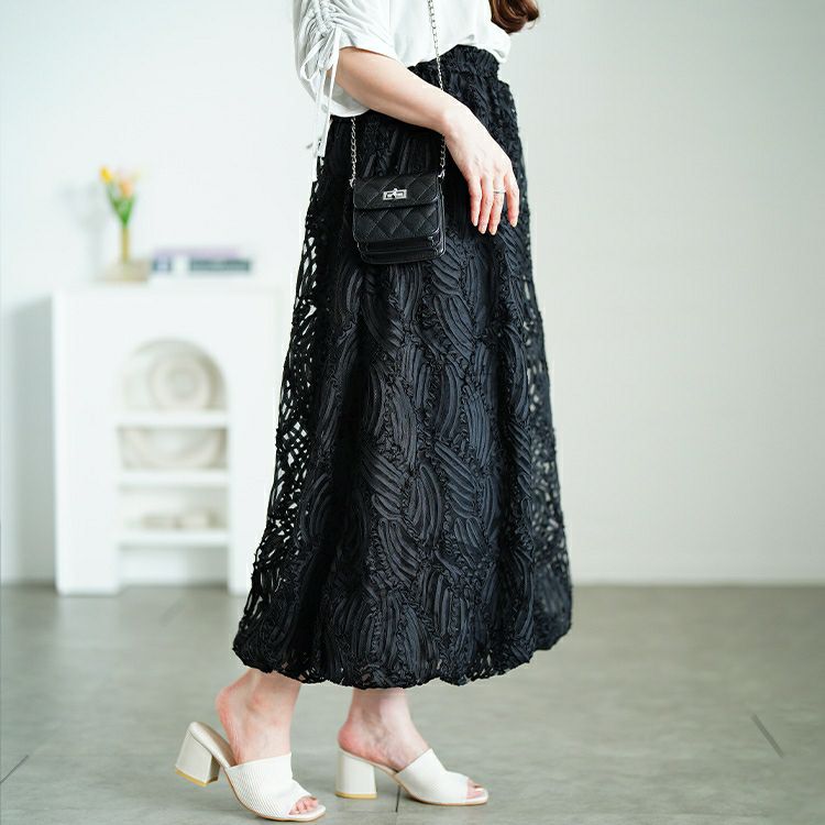 大きいサイズ レディース ウェーブコードレースバルーンスカート　sum-0024