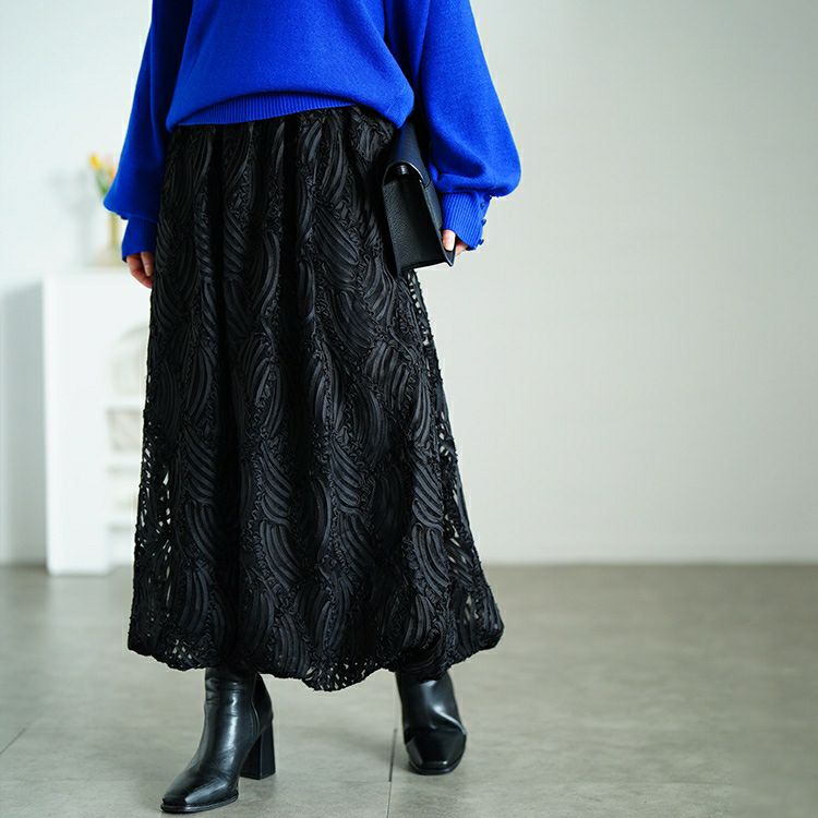 大きいサイズ レディース ウェーブコードレースバルーンスカート　sum-0024