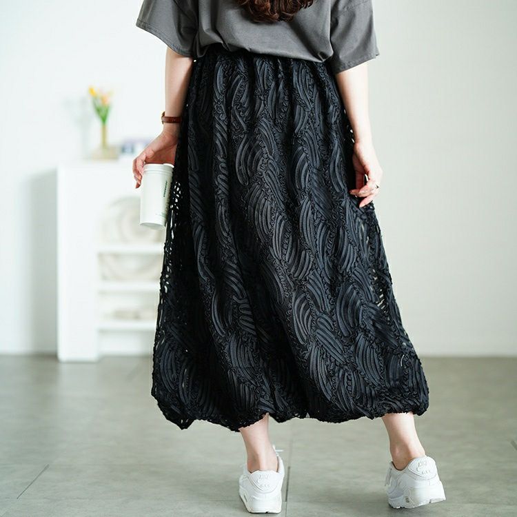 大きいサイズ レディース ウェーブコードレースバルーンスカート　sum-0024