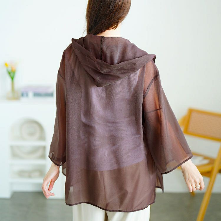 大きいサイズ レディース シアーシャツパーカー　tani-15611ll 【メール便可】