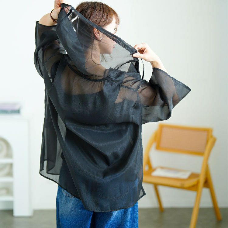 大きいサイズ レディース シアーシャツパーカー　tani-15611ll 【メール便可】