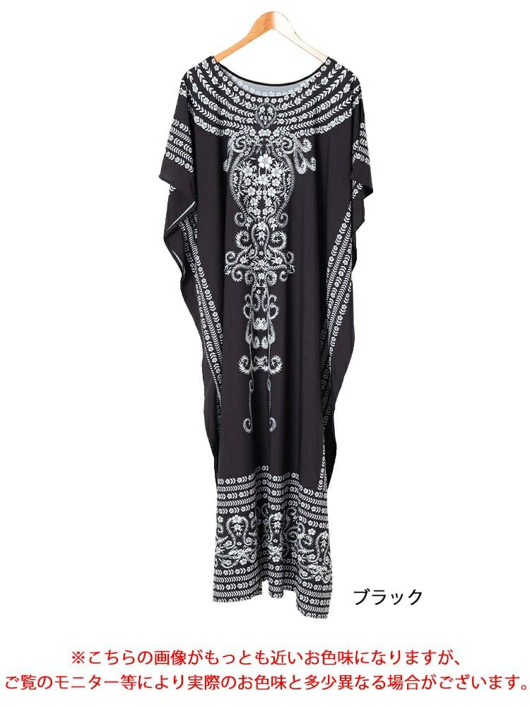 大きいサイズ レディース アート柄ドルマンスリーブカフタンワンピース　goldy-1718【メール便可】