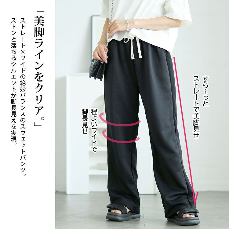 大きいサイズ レディース ストレートワイドスウェットパンツ　goldy-1701