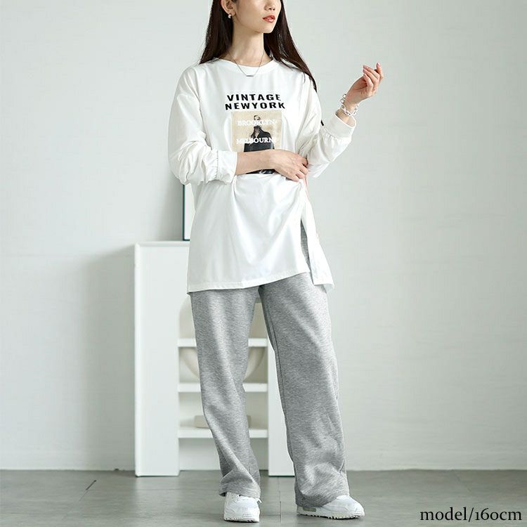 大きいサイズ レディース ストレートワイドスウェットパンツ　goldy-1701