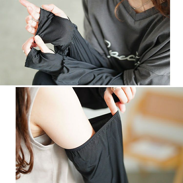 大きいサイズ レディース 指穴付きロングアームカバー　goldy-1694【メール便可】