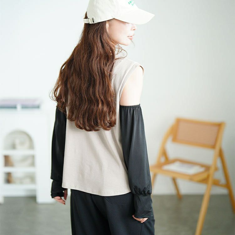 大きいサイズ レディース 指穴付きロングアームカバー　goldy-1694【メール便可】