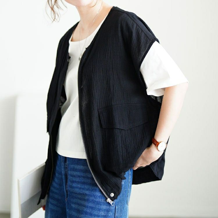 大きいサイズ レディース 裾ドロストサファリベスト　sw-0775 【メール便可】