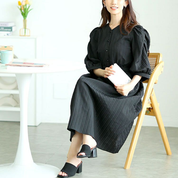 大きいサイズ レディース バックリボンパワショルワンピース　tani-15613ll