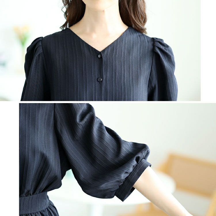 大きいサイズ レディース バックリボンパワショルワンピース　tani-15613ll