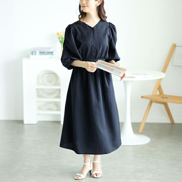 大きいサイズ レディース バックリボンパワショルワンピース　tani-15613ll