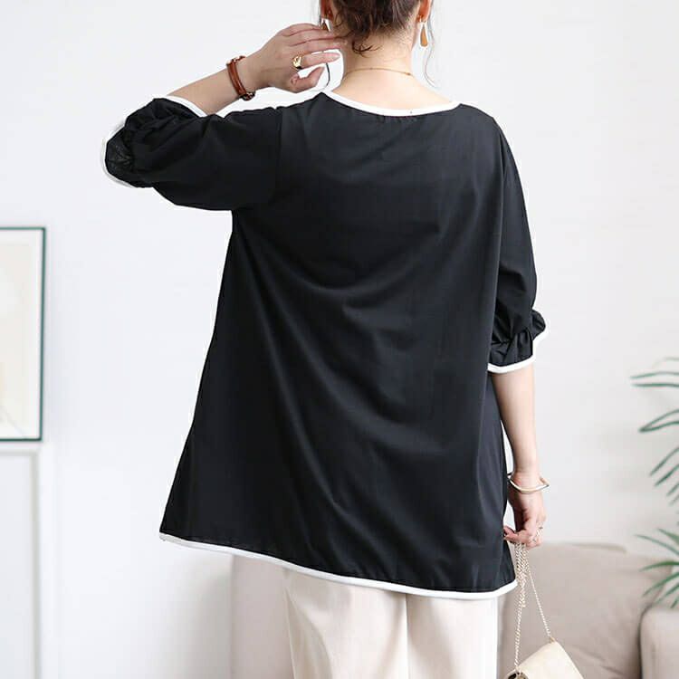 大きいサイズ レディース 配色パイピングキャンディスリーブチュニック　cast-5556002 【メール便可】