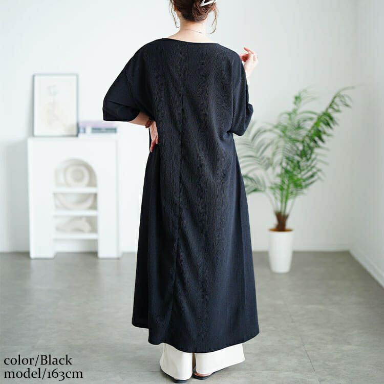 大きいサイズ レディース 楊柳スリットワンピース　cast-5556008