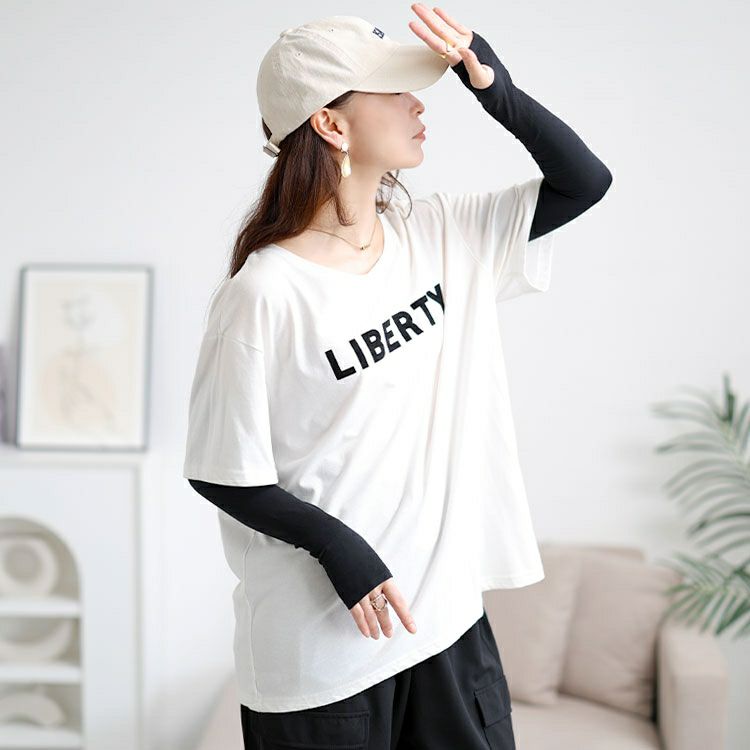 大きいサイズ レディース 指穴付き冷感ロングアームカバー　goldy-1695【メール便可】