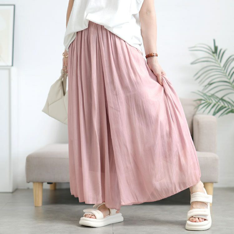 大きいサイズ レディース ウエストギャザーシアーフレアワイドパンツ　goldy-1707【メール便可】