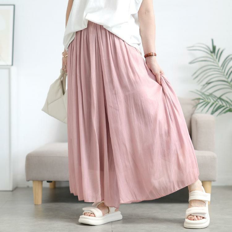 大きいサイズ レディース ウエストギャザーシアーフレアワイドパンツ　goldy-1707【メール便可】 ピンク