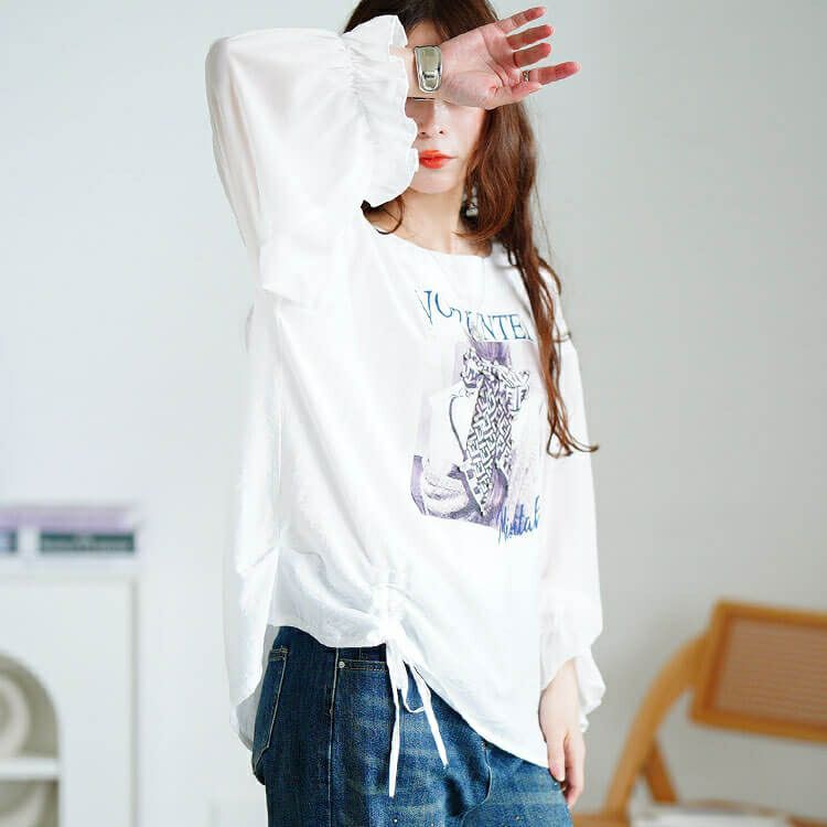 大きいサイズ レディース ラインストーン付きプリントプルオーバー　jp546 【メール便可】