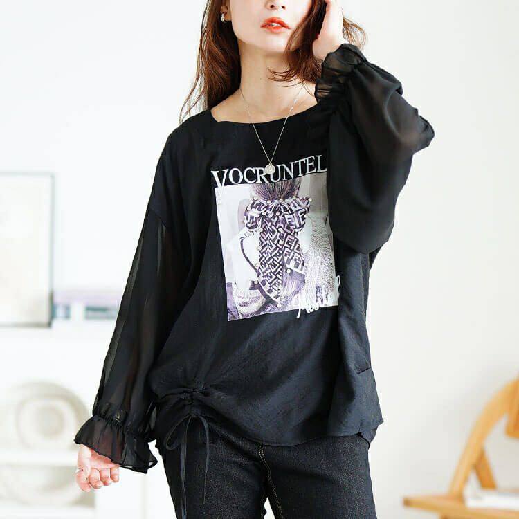 大きいサイズ レディース ラインストーン付きプリントプルオーバー　jp546 【メール便可】