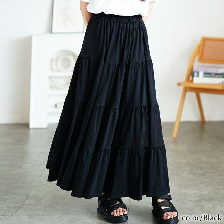 大きいサイズ レディース コットンティアードスカート　wk-0558