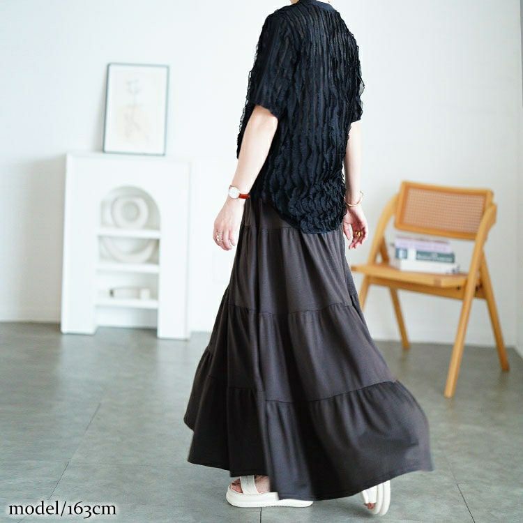 大きいサイズ レディース コットンティアードスカート　wk-0558