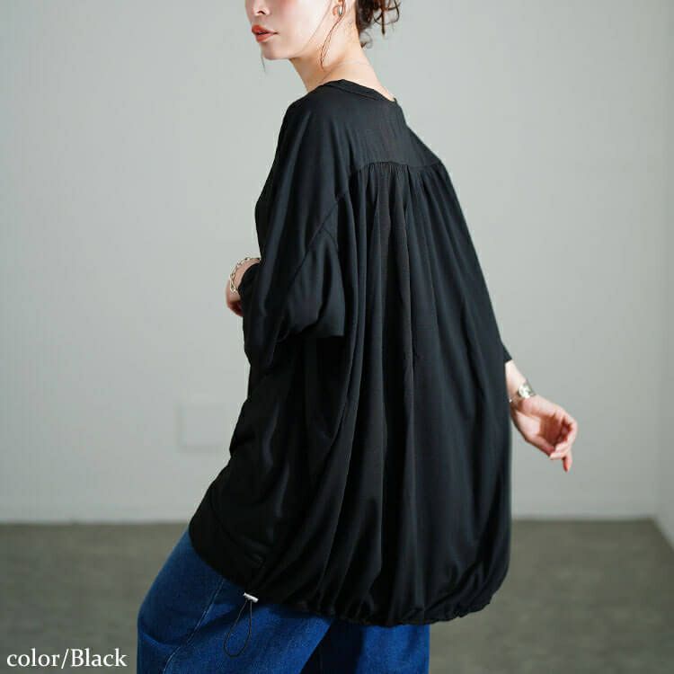 大きいサイズ レディース Vネックバックドロストチュニック　bai-0188