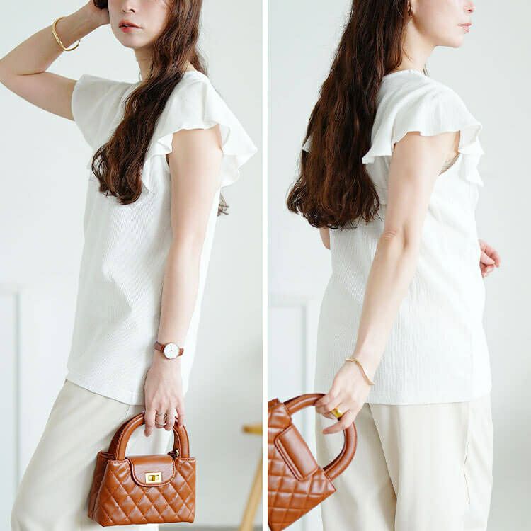 大きいサイズ レディース VネックフレアフレンチスリーブTシャツ　wk-0550 【メール便可】