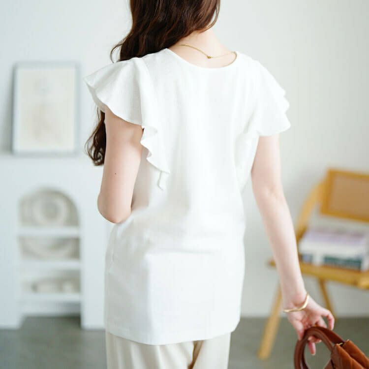 大きいサイズ レディース VネックフレアフレンチスリーブTシャツ　wk-0550 【メール便可】