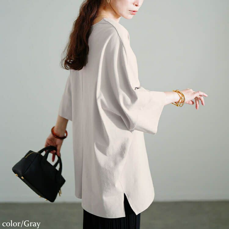 大きいサイズ レディース Vネックコットンドルマンチュニック sw-0796