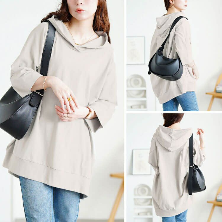 大きいサイズ レディース ストレッチコットンチュニックパーカー　sw-0795