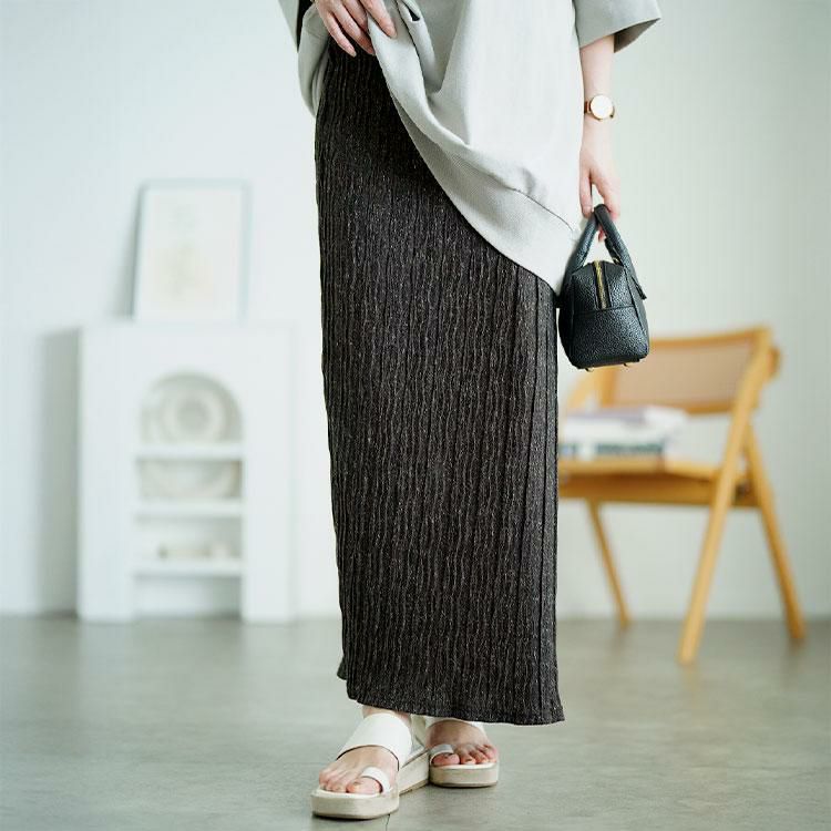 大きいサイズ レディース ウェーブランダムプリーツナロースカート