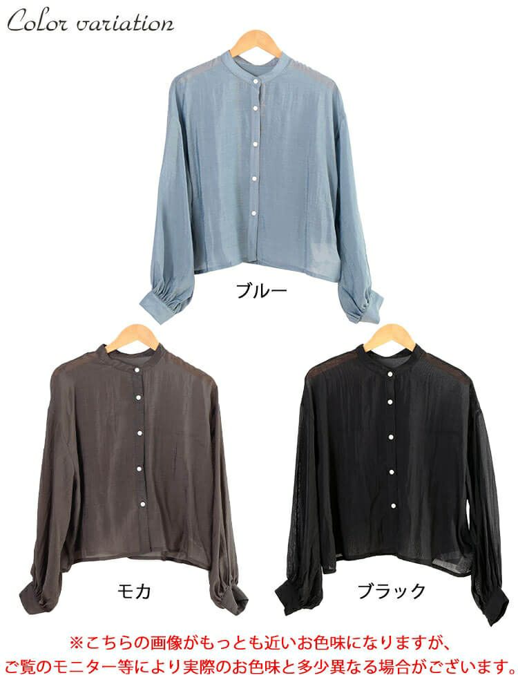 大きいサイズ レディース ボリュームスリーブクロップドシアーブラウス　maru-30167 【メール便可】