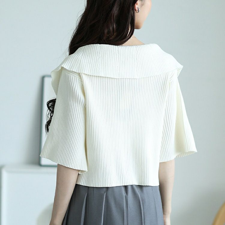 大きいサイズ レディース ビックカラースポンジリブZIPニット　sum-0025