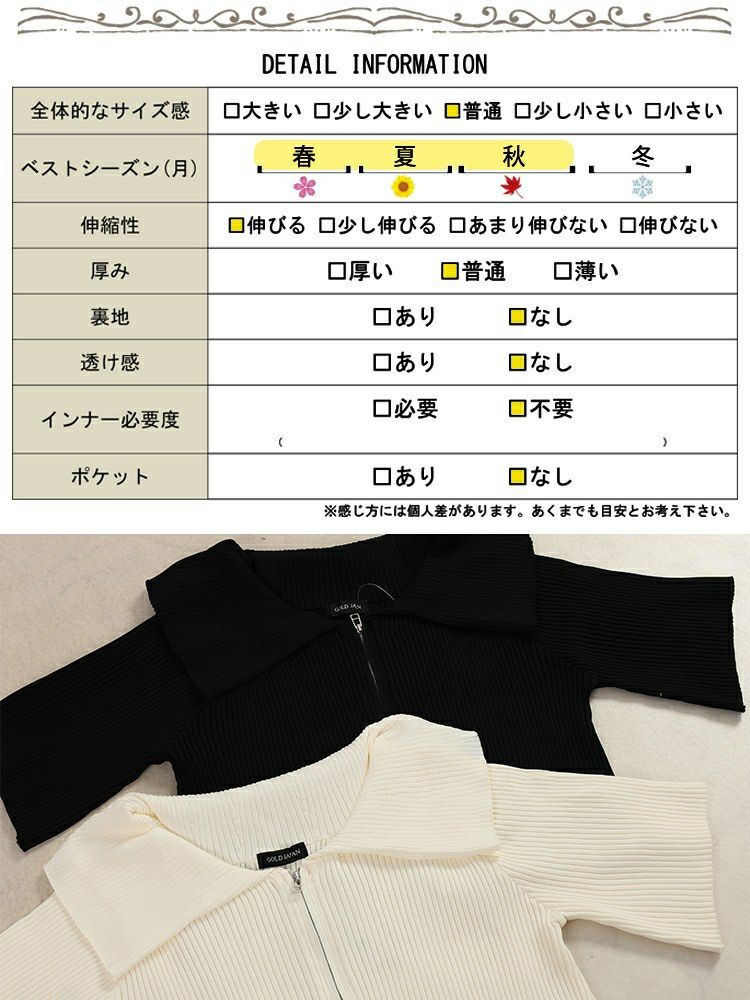 大きいサイズ レディース ビックカラースポンジリブZIPニット　sum-0025