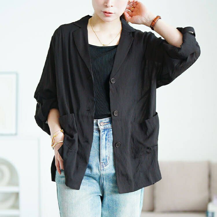 大きいサイズ レディース ロールアップスリーブシアージャケット　sw-0783 【メール便可】