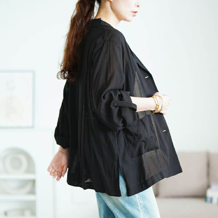 大きいサイズ レディース ロールアップスリーブシアージャケット　sw-0783 【メール便可】