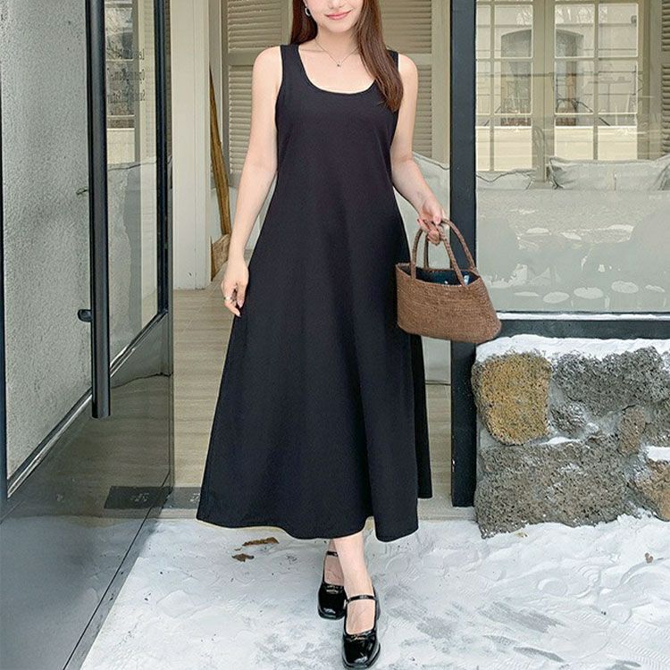 大きいサイズ レディース ノースリーブAラインワンピース　goldy-1730