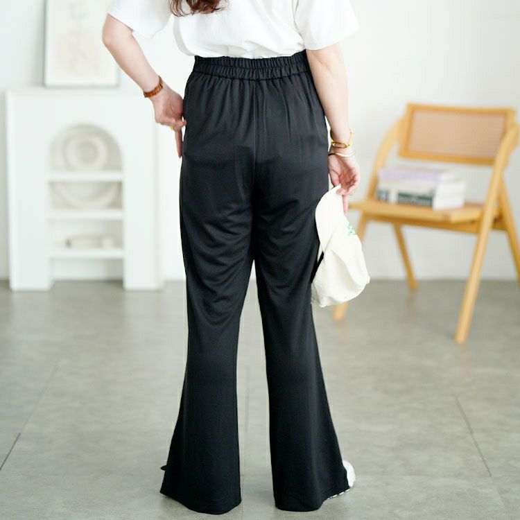 大きいサイズ レディース センターラインスリットフレアパンツ　goldy-1731