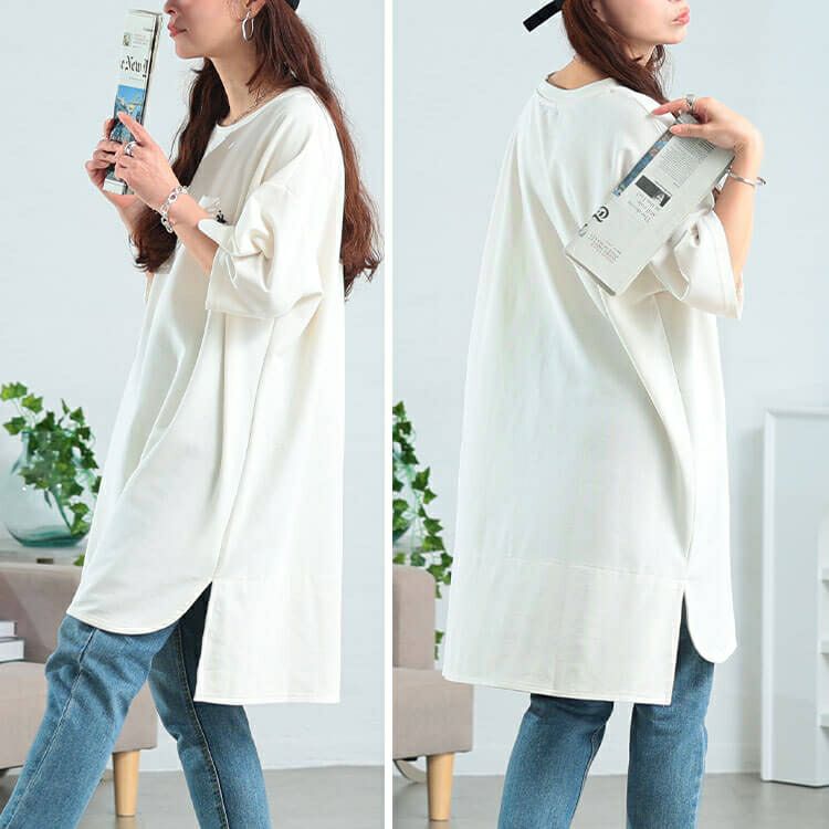 大きいサイズ レディース チェックステップヘムチュニックTシャツ　cpdai-647409